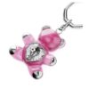Teddy Key Ring Bear, Pink, Rhodium Plated Teddy Key Ring Bear, Pink, Rhodium Plated