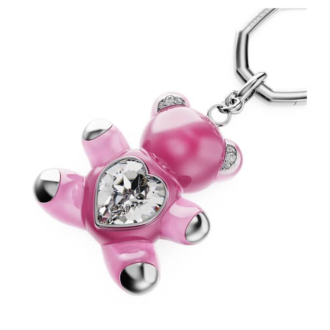 Teddy Key Ring Bear, Pink, Rhodium Plated Teddy Key Ring Bear, Pink, Rhodium Plated