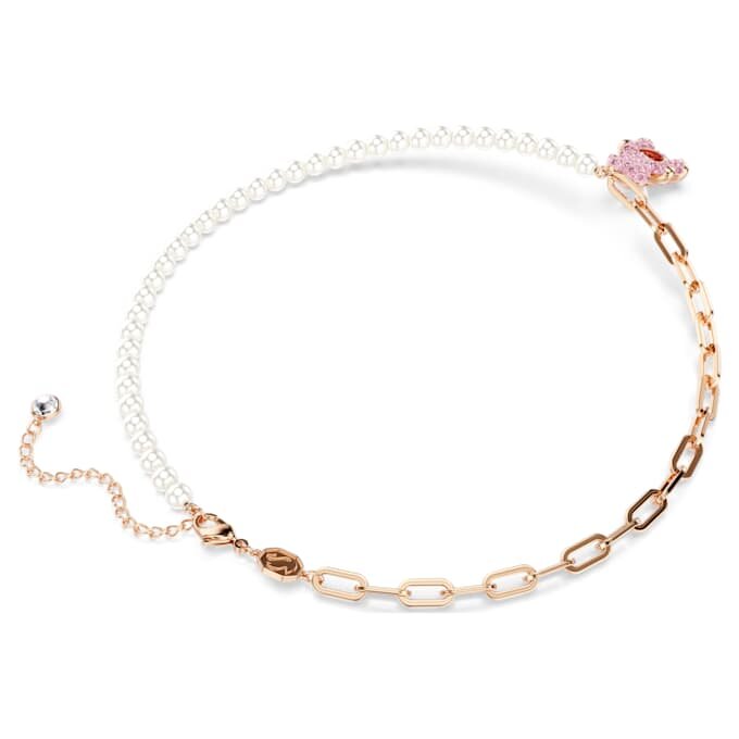 Teddy Pendant Crystal Pearl, Bear, Pink, Rose Gold-Tone Plated Teddy Pendant Crystal Pearl, Bear, Pink, Rose Gold-Tone Plated