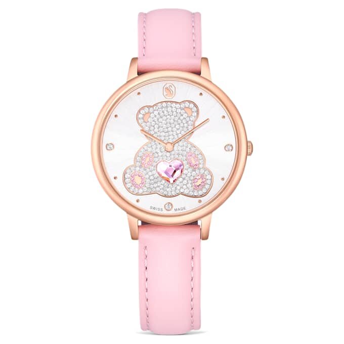 Teddy Watch Swiss Made, Leather Strap, Pink, Rose Gold-Tone Finish Teddy Watch Swiss Made, Leather Strap, Pink, Rose Gold-Tone Finish