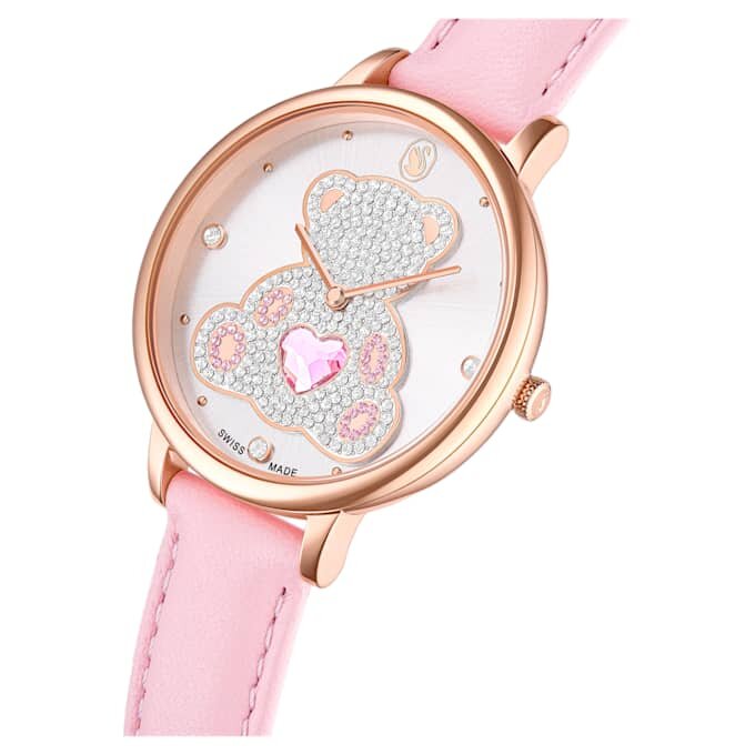 Teddy Watch Swiss Made, Leather Strap, Pink, Rose Gold-Tone Finish Teddy Watch Swiss Made, Leather Strap, Pink, Rose Gold-Tone Finish