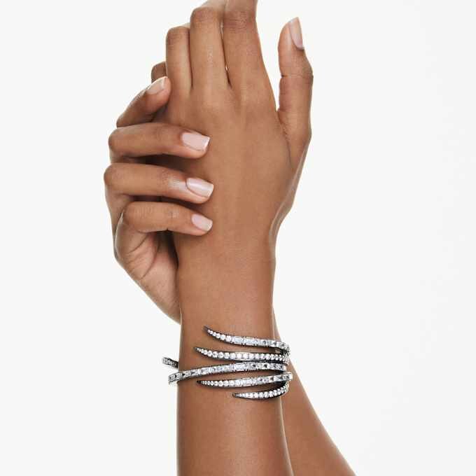 The Vienna Collection Bangle Feather, White, Ruthenium Plated The Vienna Collection Bangle Feather, White, Ruthenium Plated