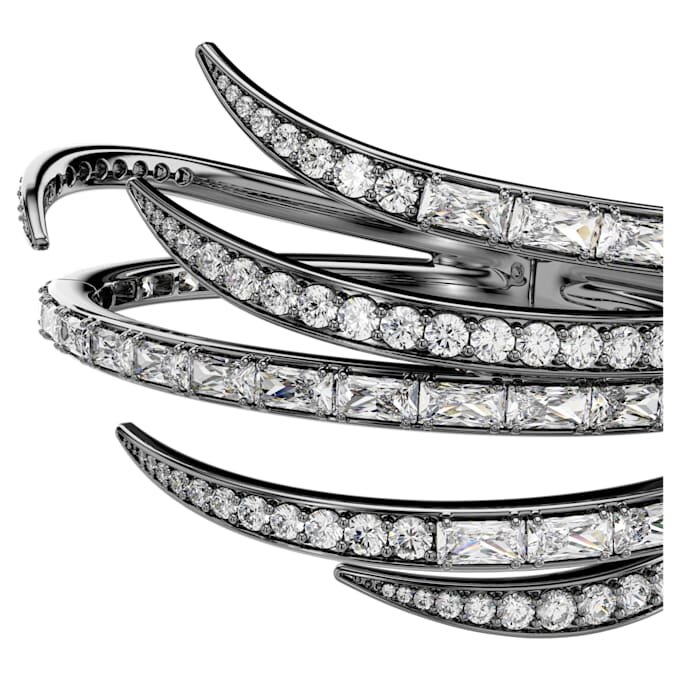 The Vienna Collection Bangle Feather, White, Ruthenium Plated The Vienna Collection Bangle Feather, White, Ruthenium Plated