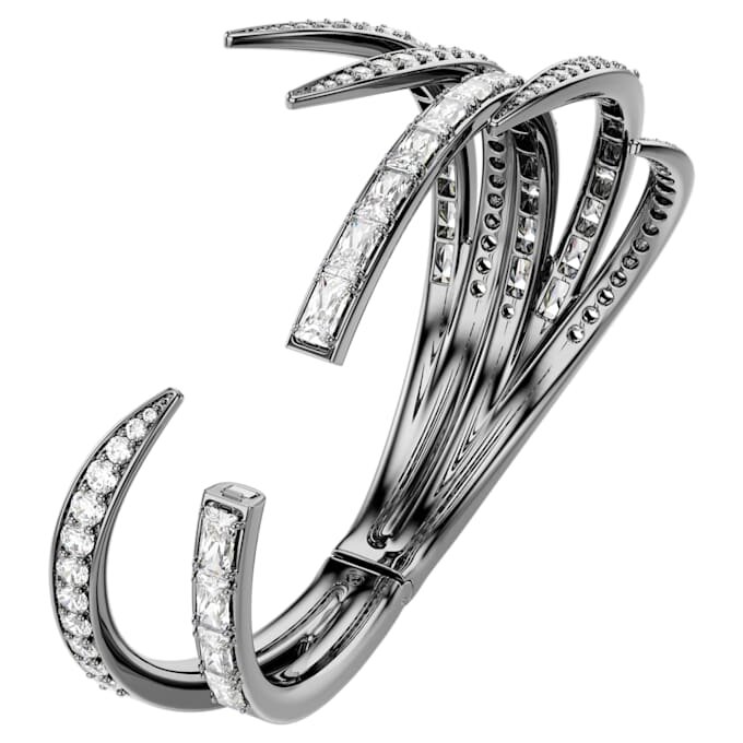 The Vienna Collection Bangle Feather, White, Ruthenium Plated The Vienna Collection Bangle Feather, White, Ruthenium Plated