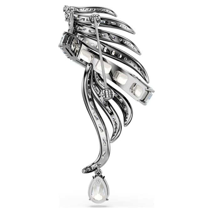 The Vienna Collection Brooch Feather, White, Ruthenium Plated The Vienna Collection Brooch Feather, White, Ruthenium Plated