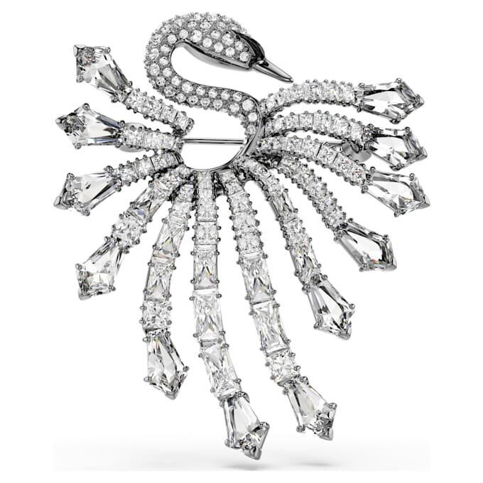 The Vienna Collection Brooch Swan, White, Ruthenium Plated The Vienna Collection Brooch Swan, White, Ruthenium Plated