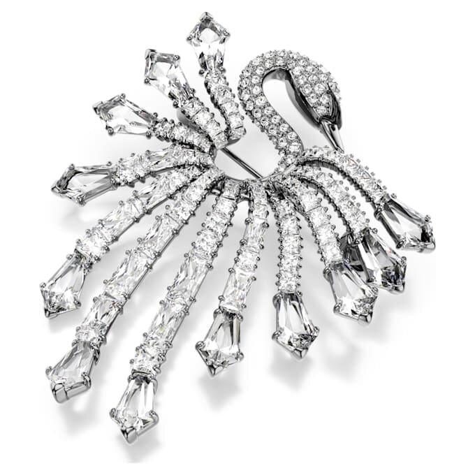 The Vienna Collection Brooch Swan, White, Ruthenium Plated The Vienna Collection Brooch Swan, White, Ruthenium Plated