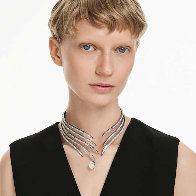 The Vienna Collection Choker Feather, White, Ruthenium Plated The Vienna Collection Choker Feather, White, Ruthenium Plated