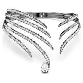 The Vienna Collection Choker Feather, White, Ruthenium Plated
