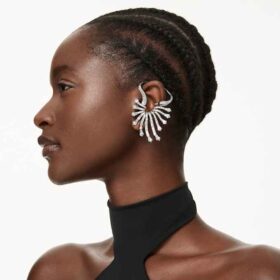 The Vienna Collection Ear Cuff Swan, White, Ruthenium Plated The Vienna Collection Ear Cuff Swan, White, Ruthenium Plated