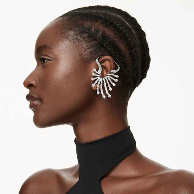 The Vienna Collection Ear Cuff Swan, White, Ruthenium Plated The Vienna Collection Ear Cuff Swan, White, Ruthenium Plated