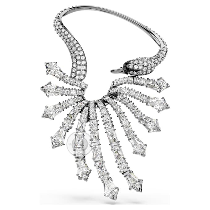 The Vienna Collection Ear Cuff Swan, White, Ruthenium Plated The Vienna Collection Ear Cuff Swan, White, Ruthenium Plated