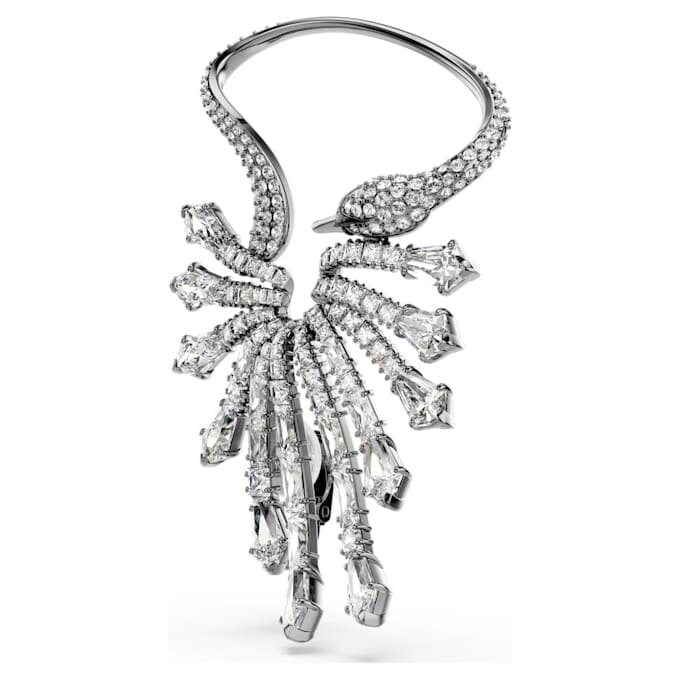 The Vienna Collection Ear Cuff Swan, White, Ruthenium Plated The Vienna Collection Ear Cuff Swan, White, Ruthenium Plated