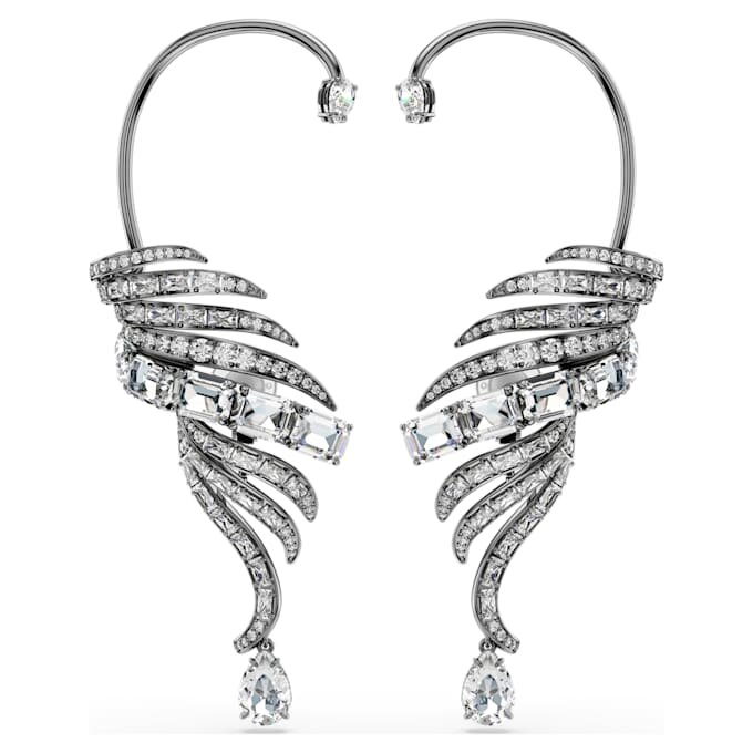 The Vienna Collection Ear Cuffs Feather, Large, White, Ruthenium Plated The Vienna Collection Ear Cuffs Feather, Large, White, Ruthenium Plated