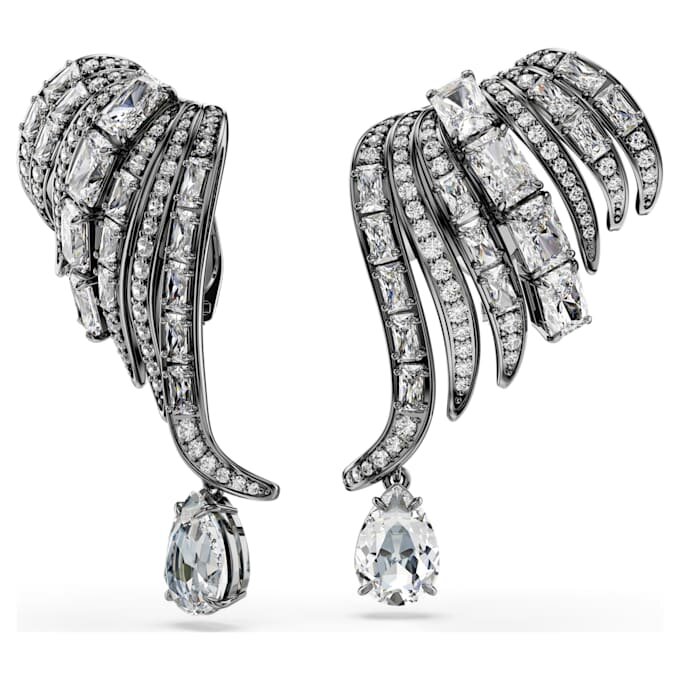 The Vienna Collection Ear Cuffs Feather, White, Ruthenium Plated The Vienna Collection Ear Cuffs Feather, White, Ruthenium Plated