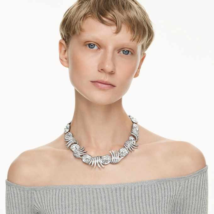 The Vienna Collection Necklace Feather, White, Ruthenium Plated The Vienna Collection Necklace Feather, White, Ruthenium Plated