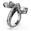 The Vienna Collection Open Ring Feather, White, Ruthenium Plated