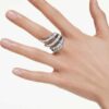 The Vienna Collection Ring Swan, White, Ruthenium Plated The Vienna Collection Ring Swan, White, Ruthenium Plated