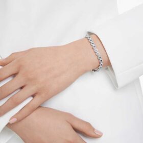 Una Angelic Bracelet Round Cut, Blue, Rhodium Plated Una Angelic Bracelet Round Cut, Blue, Rhodium Plated