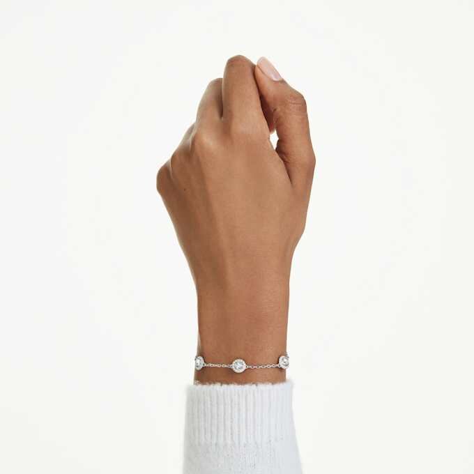 Una Angelic Bracelet Round Cut, Double Sided Motifs, White, Rhodium Plated Una Angelic Bracelet Round Cut, Double Sided Motifs, White, Rhodium Plated
