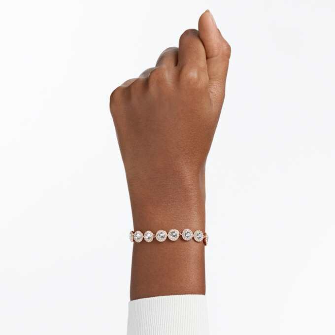 Una Angelic Bracelet Round Cut, Pavé, Medium, White, Rose Gold-Tone Plated Una Angelic Bracelet Round Cut, Pavé, Medium, White, Rose Gold-Tone Plated