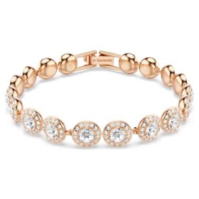 Una Angelic Bracelet Round Cut, Pavé, Medium, White, Rose Gold-Tone Plated Una Angelic Bracelet Round Cut, Pavé, Medium, White, Rose Gold-Tone Plated