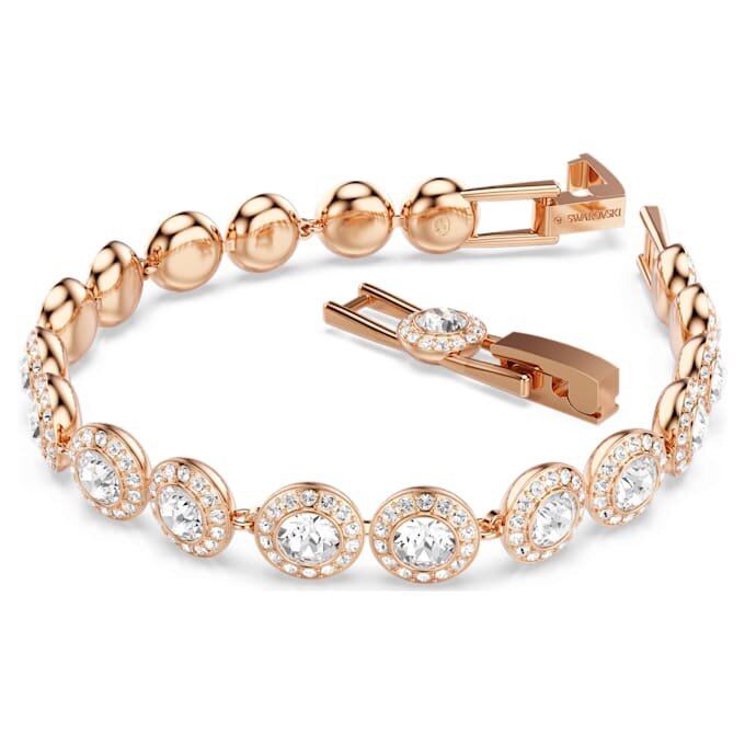 Una Angelic Bracelet Round Cut, Pavé, Medium, White, Rose Gold-Tone Plated Una Angelic Bracelet Round Cut, Pavé, Medium, White, Rose Gold-Tone Plated