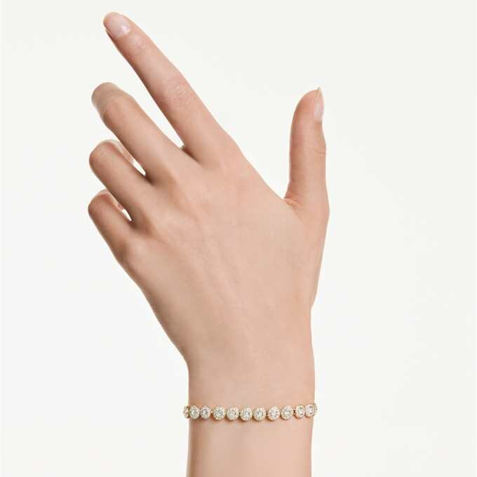 Una Angelic Bracelet Round Cut, White, Gold-Tone Plated Una Angelic Bracelet Round Cut, White, Gold-Tone Plated