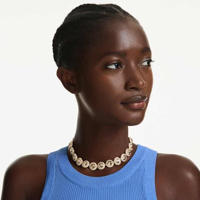 Una Angelic Choker Round Cut, Caramel, Gold-Tone Plated Una Angelic Choker Round Cut, Caramel, Gold-Tone Plated
