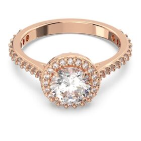 Una Angelic Cocktail Ring Round Cut, Pavé, White, Rose Gold-Tone Plated Una Angelic Cocktail Ring Round Cut, Pavé, White, Rose Gold-Tone Plated