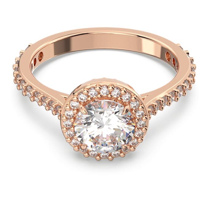Una Angelic Cocktail Ring Round Cut, Pavé, White, Rose Gold-Tone Plated Una Angelic Cocktail Ring Round Cut, Pavé, White, Rose Gold-Tone Plated