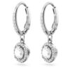Una Angelic Drop Earrings Round Cut, Pavé, White, Rhodium Plated Una Angelic Drop Earrings Round Cut, Pavé, White, Rhodium Plated