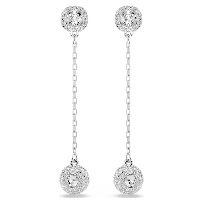 Una Angelic Drop Earrings Round Cut, White, Rhodium Plated Una Angelic Drop Earrings Round Cut, White, Rhodium Plated