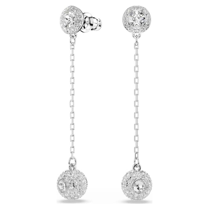 Una Angelic Drop Earrings Round Cut, White, Rhodium Plated Una Angelic Drop Earrings Round Cut, White, Rhodium Plated