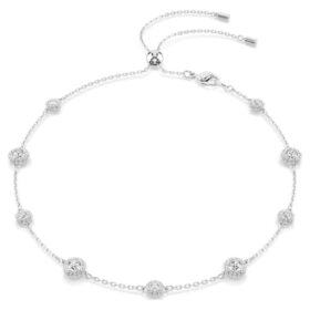 Una Angelic Necklace Round Cut, Double Sided Motifs, White, Rhodium Plated Una Angelic Necklace Round Cut, Double Sided Motifs, White, Rhodium Plated