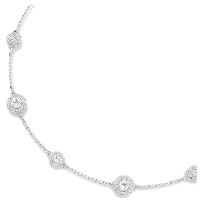 Una Angelic Necklace Round Cut, Double Sided Motifs, White, Rhodium Plated Una Angelic Necklace Round Cut, Double Sided Motifs, White, Rhodium Plated