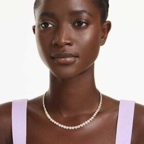 Una Angelic Necklace Round Cut, Small, White, Gold-Tone Plated Una Angelic Necklace Round Cut, Small, White, Gold-Tone Plated