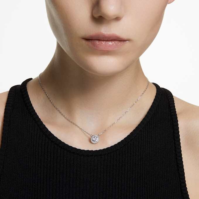 Una Angelic Pendant Round Cut, Pavé, White, Rhodium Plated Una Angelic Pendant Round Cut, Pavé, White, Rhodium Plated