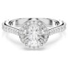 Una Angelic Ring Round Cut, White, Silver-Tone Finish