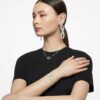 Stilla Cocktail Ring Round Cut, Pavé, White, Silver-Tone Finish