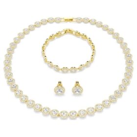 Una Angelic Set Set (3), Round Cut, White, Gold-Tone Plated Una Angelic Set Set (3), Round Cut, White, Gold-Tone Plated