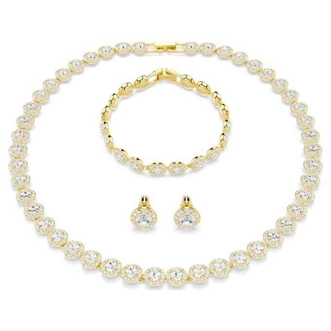 Una Angelic Set Set (3), Round Cut, White, Gold-Tone Plated Una Angelic Set Set (3), Round Cut, White, Gold-Tone Plated