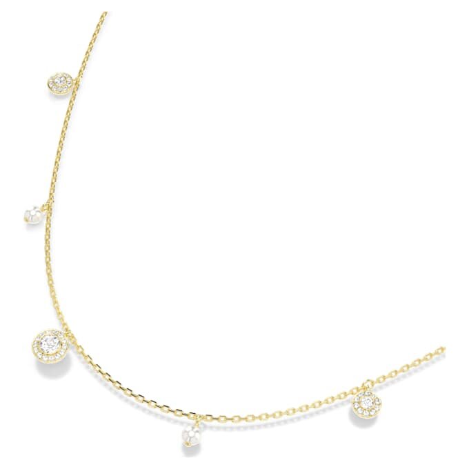 Una Angelic Strandage Crystal Pearl, Round Cut, White, Gold-Tone Plated Una Angelic Strandage Crystal Pearl, Round Cut, White, Gold-Tone Plated