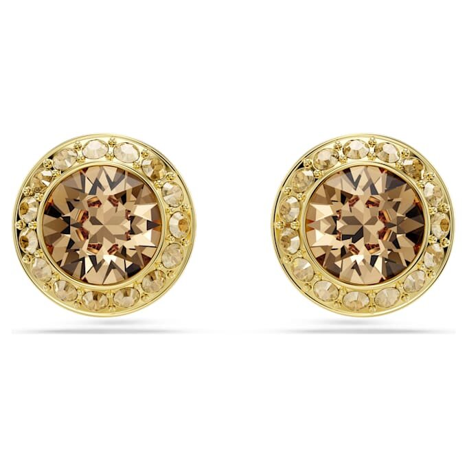 Una Angelic Stud Earrings Round Cut, Caramel, Gold-Tone Plated Una Angelic Stud Earrings Round Cut, Caramel, Gold-Tone Plated