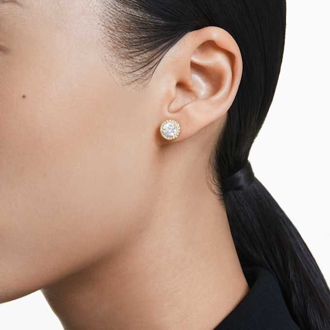 Una Angelic Stud Earrings Round Cut, Gold Tone, Gold-Tone Plated Una Angelic Stud Earrings Round Cut, Gold Tone, Gold-Tone Plated