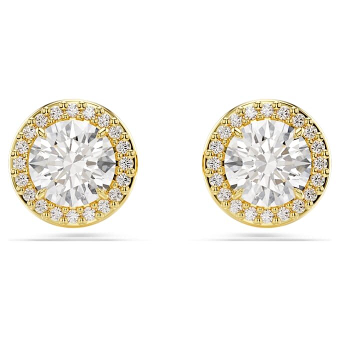 Una Angelic Stud Earrings Round Cut, Gold Tone, Gold-Tone Plated Una Angelic Stud Earrings Round Cut, Gold Tone, Gold-Tone Plated