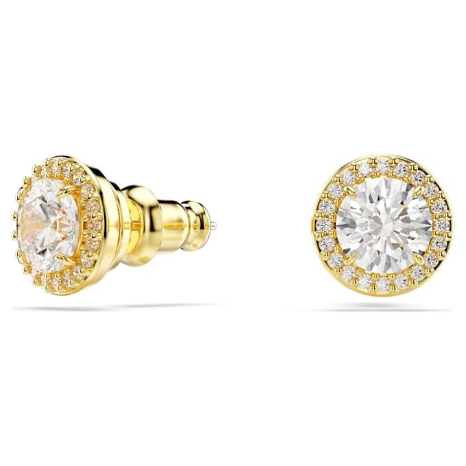 Una Angelic Stud Earrings Round Cut, Gold Tone, Gold-Tone Plated Una Angelic Stud Earrings Round Cut, Gold Tone, Gold-Tone Plated