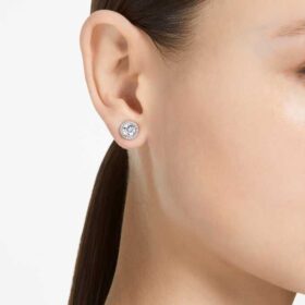Una Angelic Stud Earrings Round Cut, Pavé, White, Rhodium Plated Una Angelic Stud Earrings Round Cut, Pavé, White, Rhodium Plated