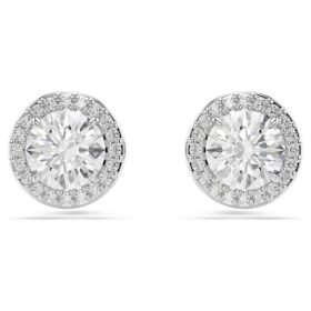 Una Angelic Stud Earrings Round Cut, Pavé, White, Rhodium Plated Una Angelic Stud Earrings Round Cut, Pavé, White, Rhodium Plated