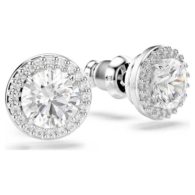 Una Angelic Stud Earrings Round Cut, Pavé, White, Rhodium Plated Una Angelic Stud Earrings Round Cut, Pavé, White, Rhodium Plated